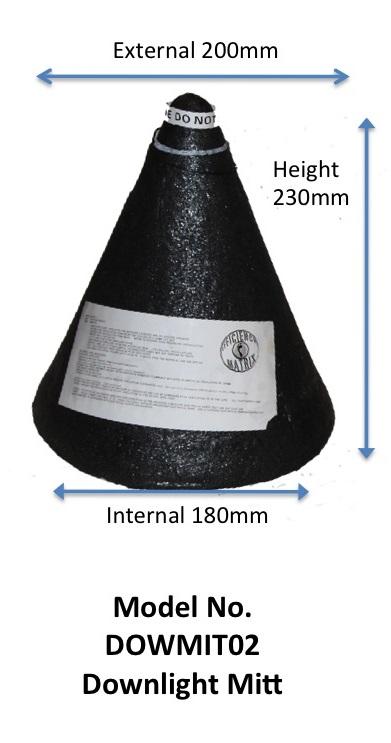 Dimensions DOWMIT02 Fire Rated Downlight Cover / Mitt - Tight House